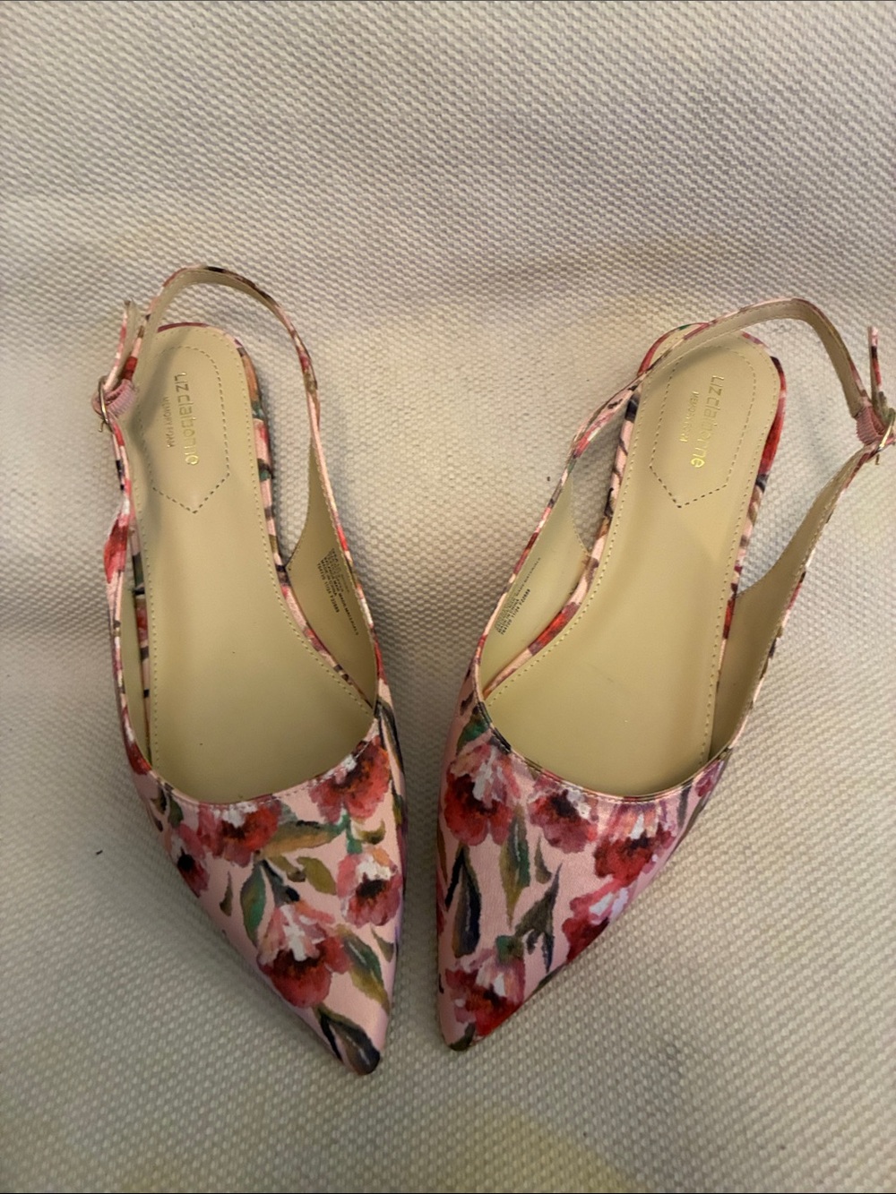 Liz Claiborne Sheba Pink Floral Pointed Slingback Shoes
